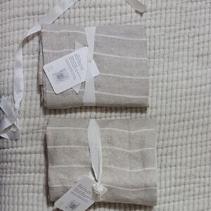 Pottery Barn Beige and White Linen Pillow Shams